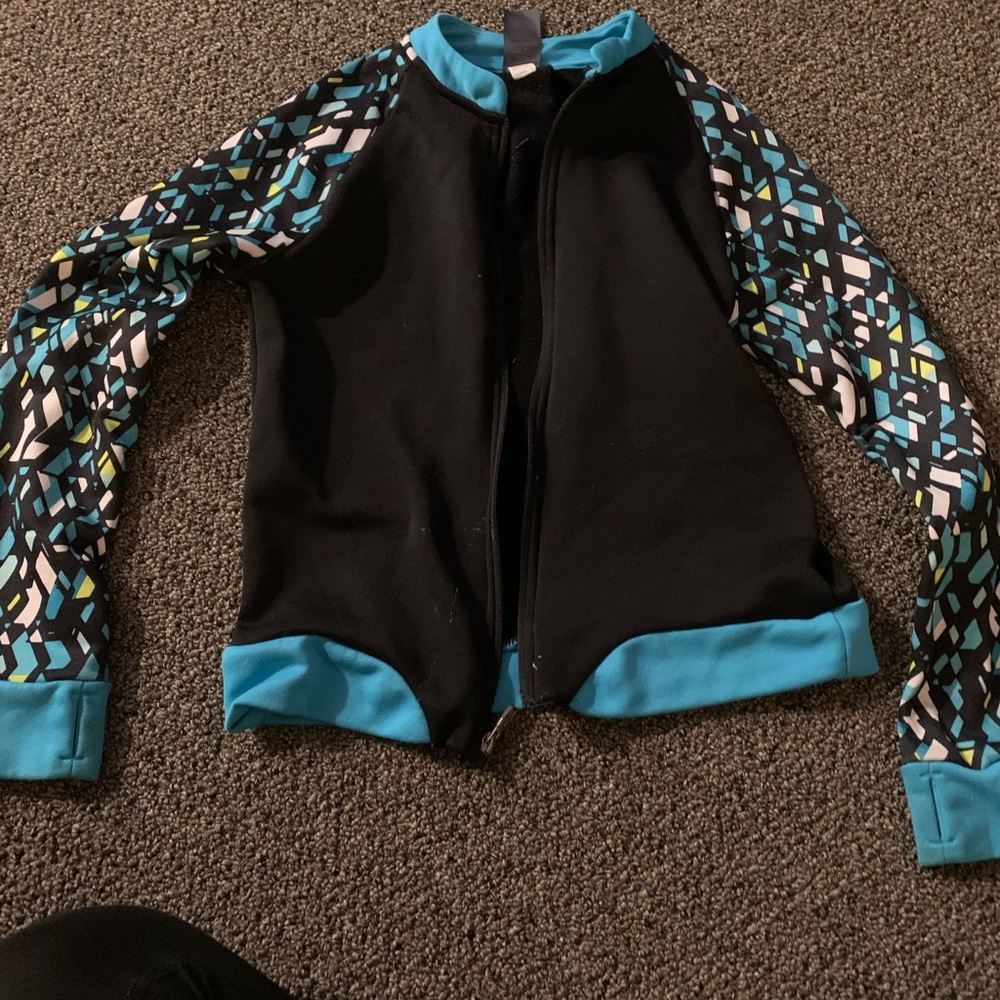 Girls jacket black and blue and green